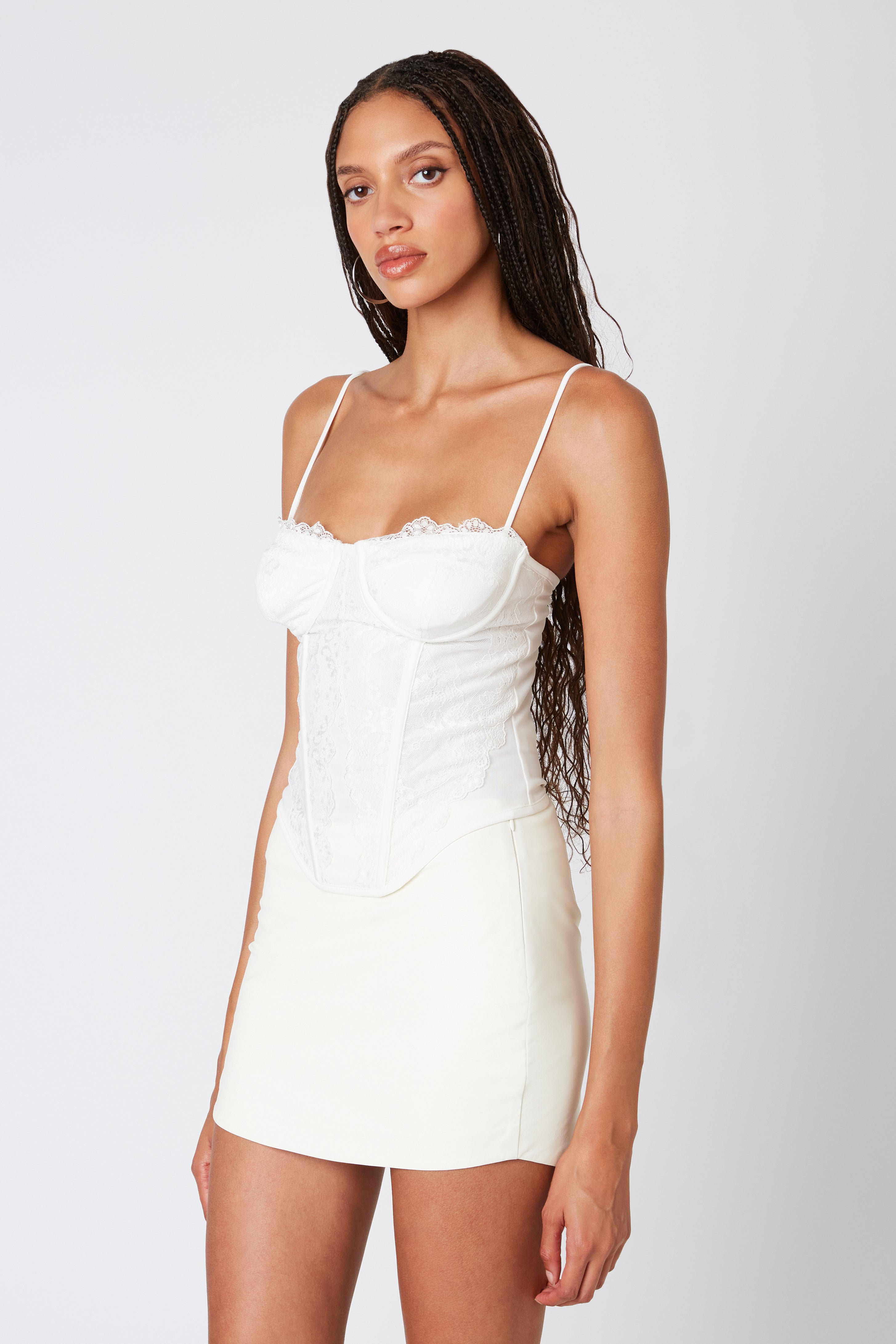 Lace corset in white side view 