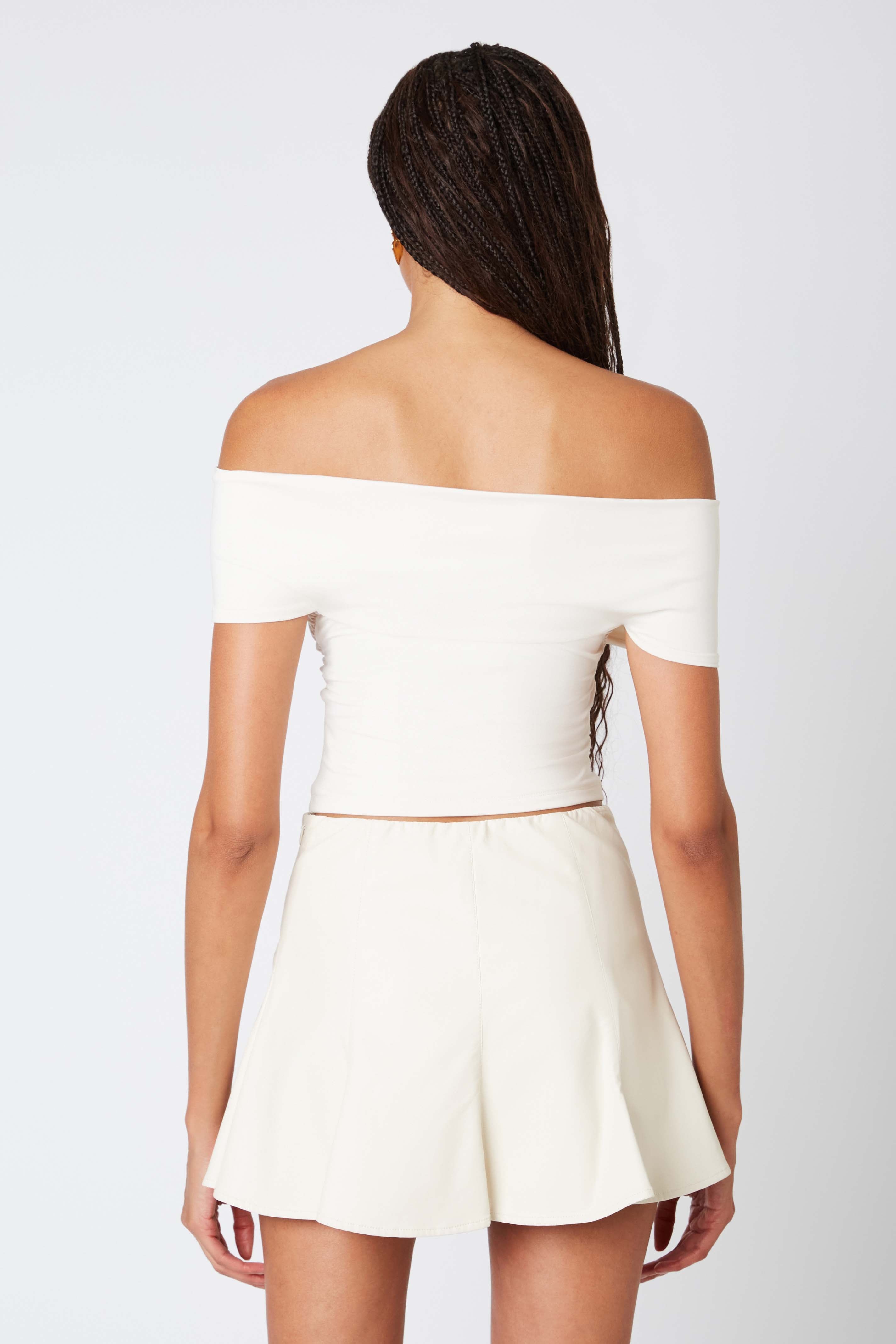 Criss Cross Off The Shoulder Top in Bone Back View