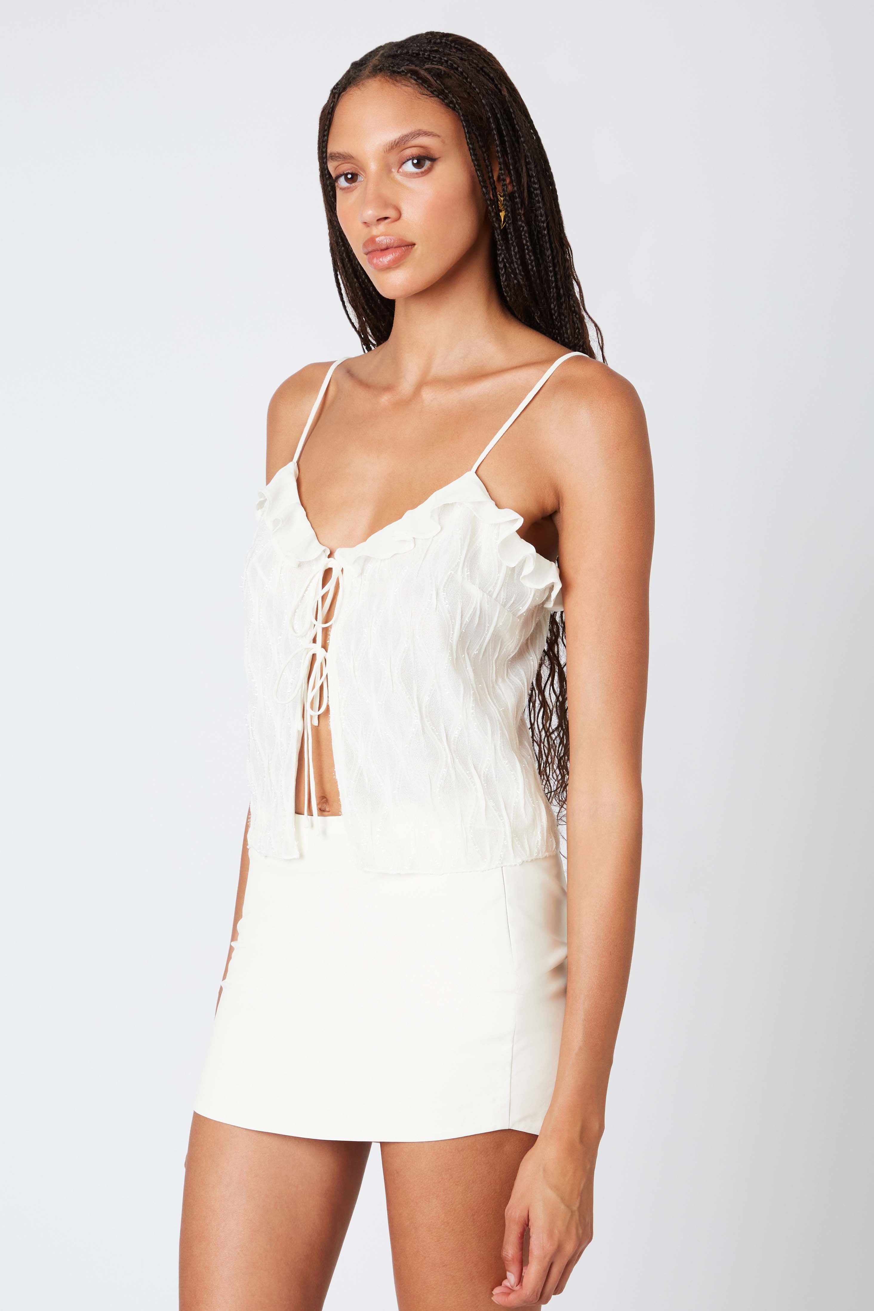 Sequined Camisole Top in Latte Side View