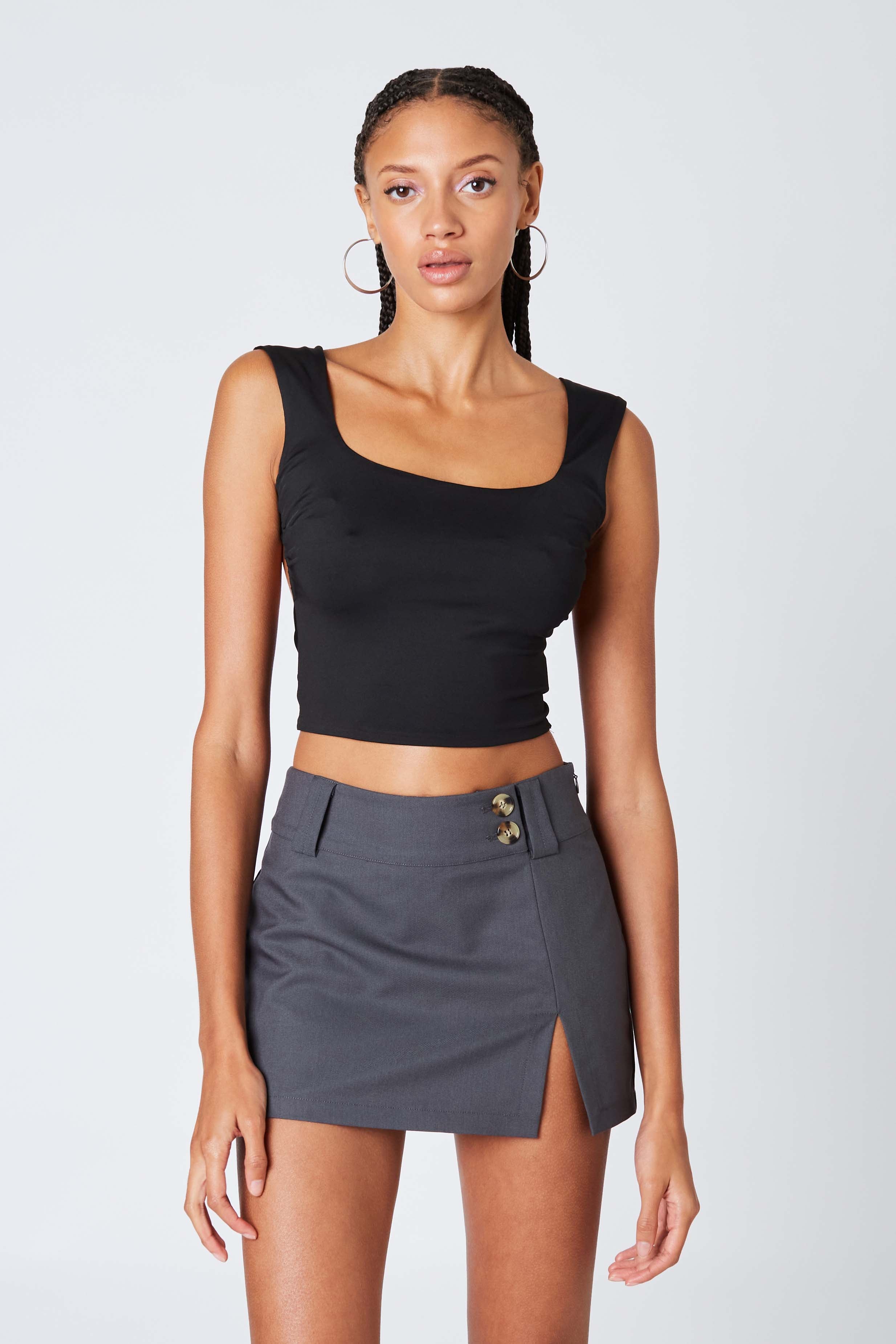 Open Back Top in Black Front View
