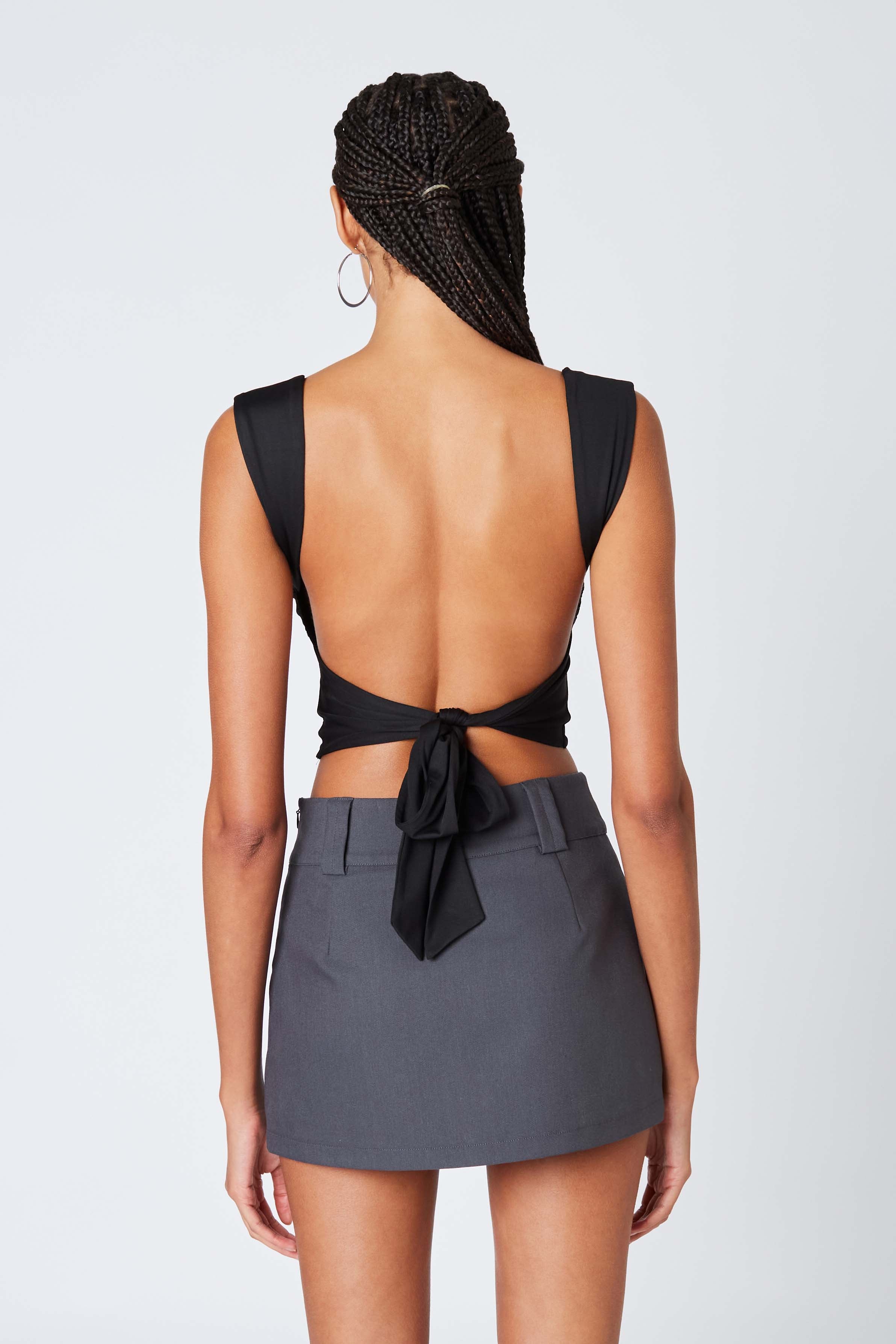 Open Back Top in Black Back View
