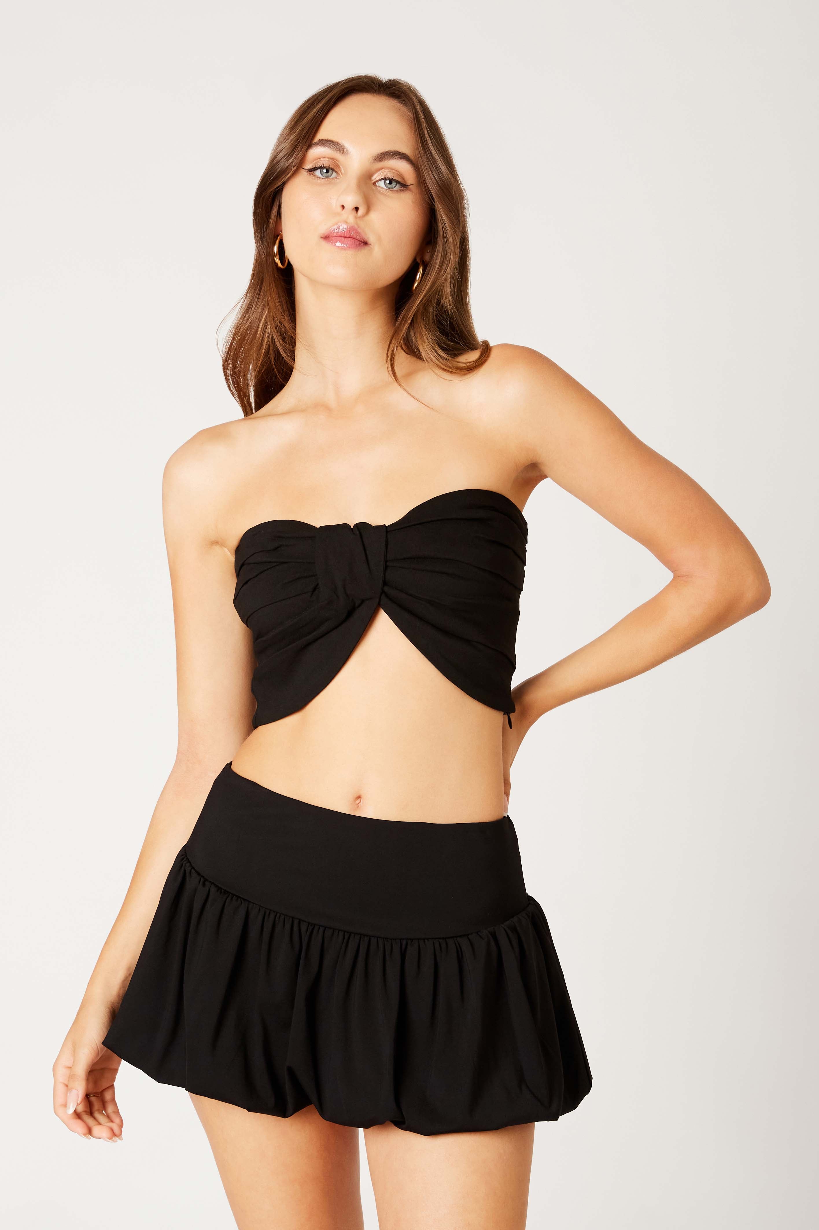 Twisted Bandeau Top in black front view