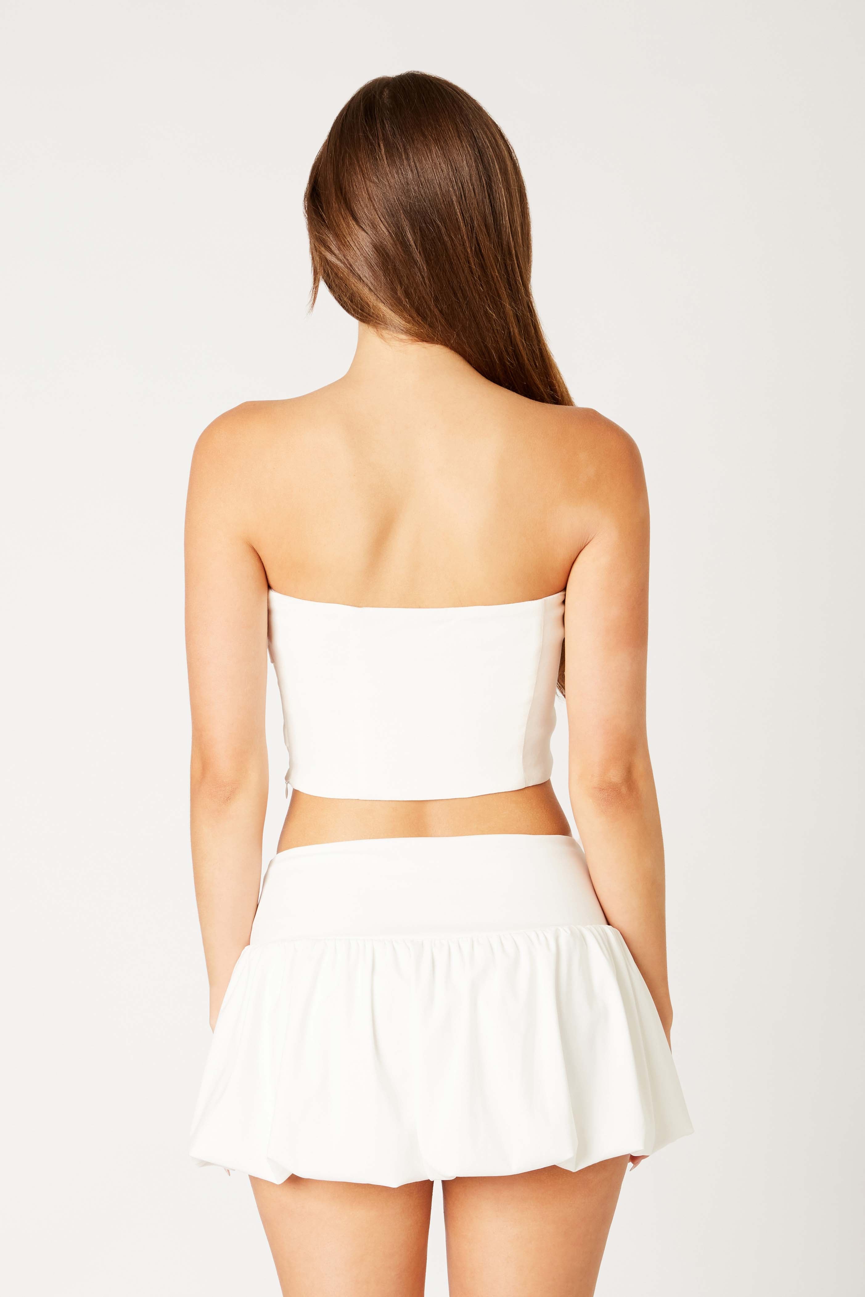Twisted Bandeau Top in white back view