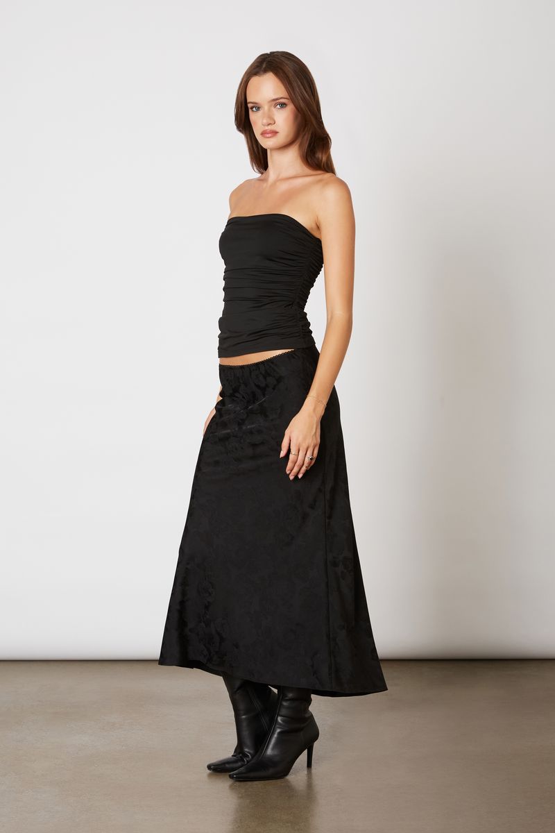 Jacquard Midi Bias Skirt in black side view