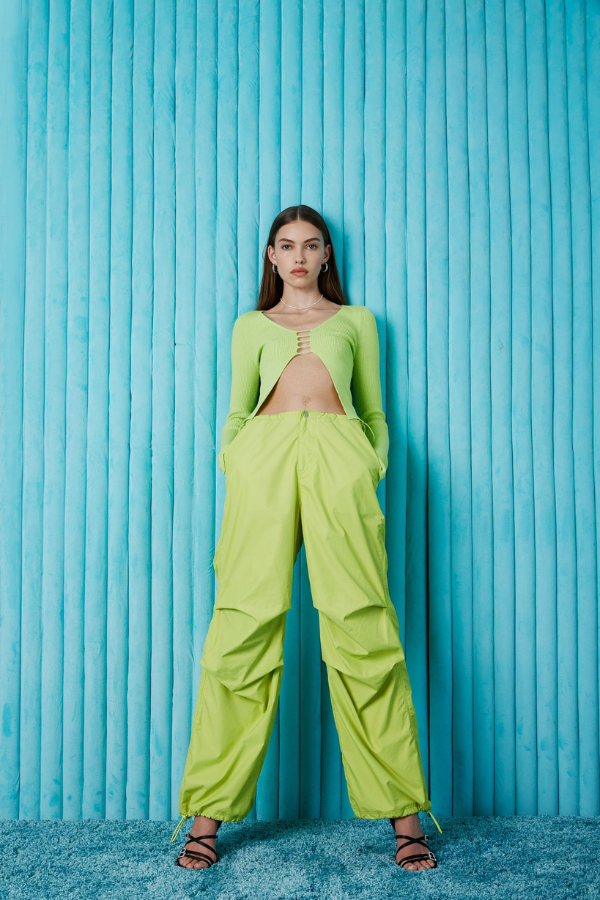 Parachute Pants in lime look book image