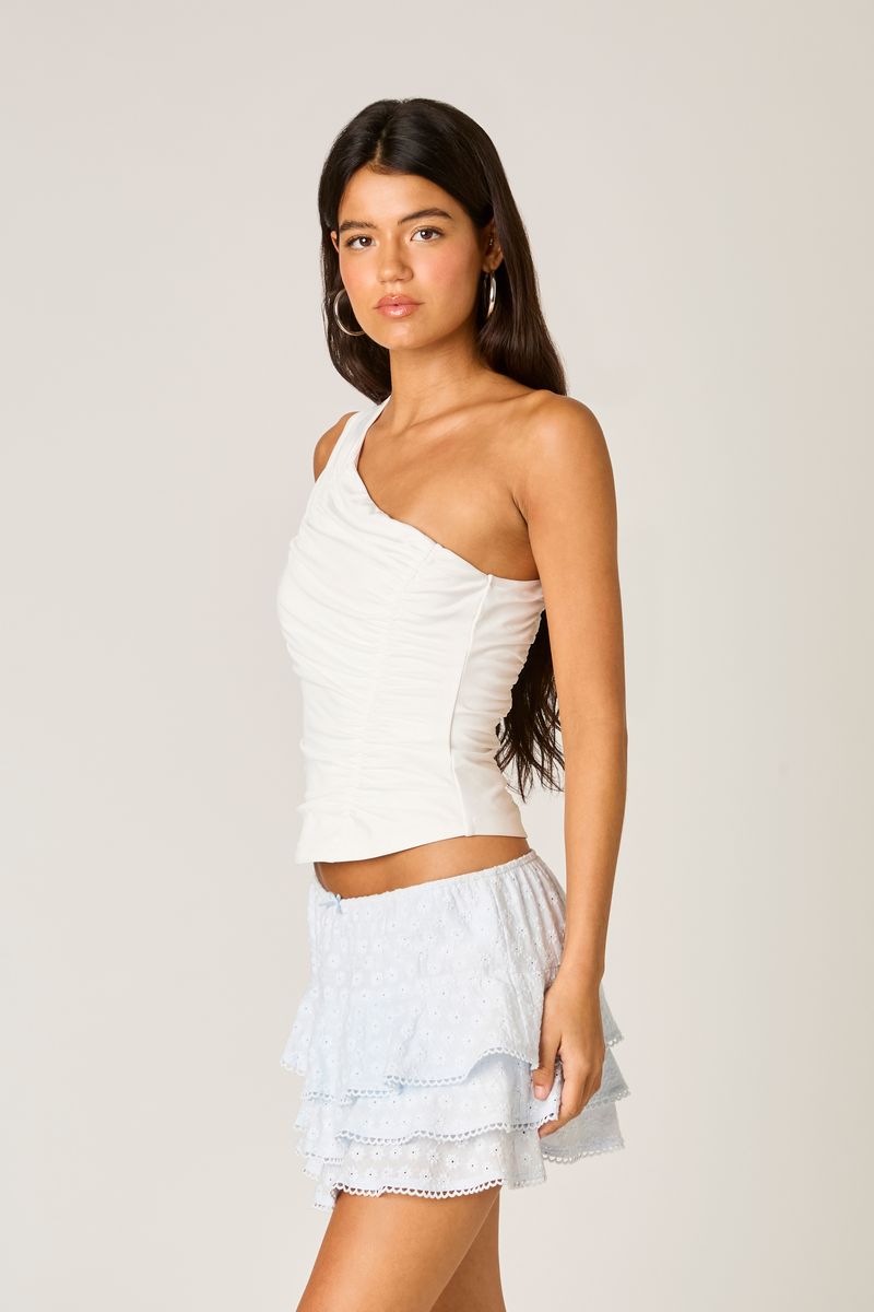 Eyelet Ruffle Skirt in sky side view
