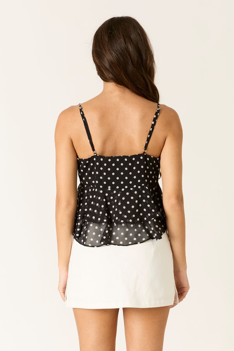 Polka Dot Cami Top in black back view