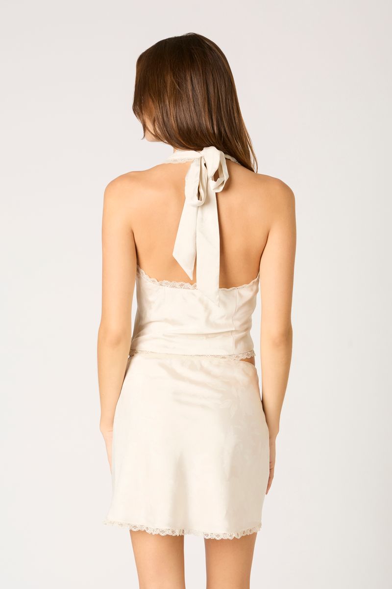 Halter Bias Top in cream back view