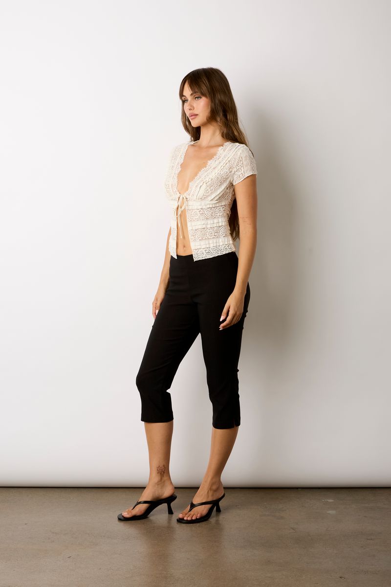 Slim Leg Capri Pants in black side view