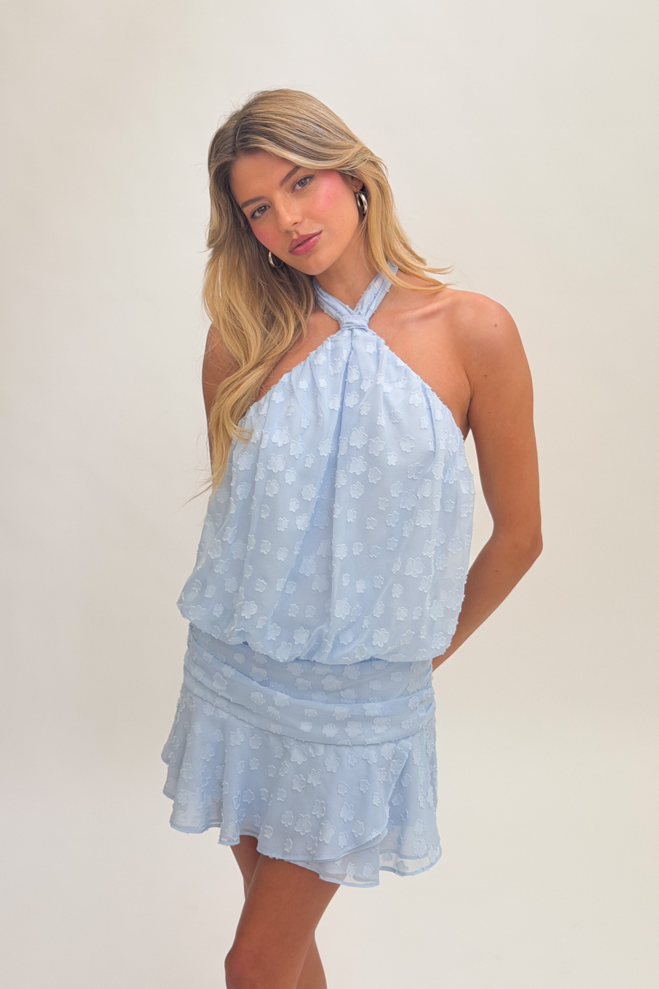 Textured Drop Waist Mini Dress