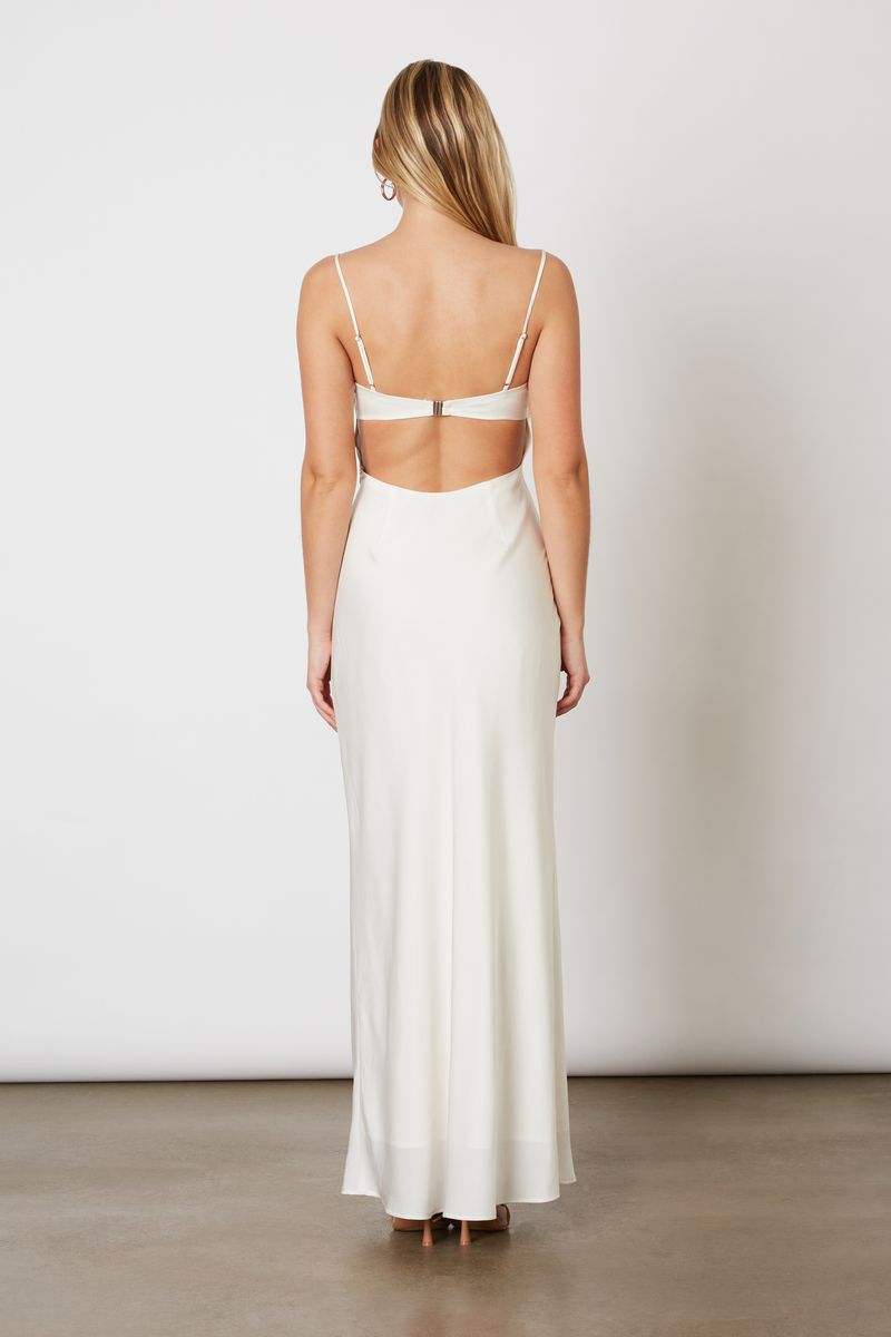 Satin Bustier Gown in pearl back view