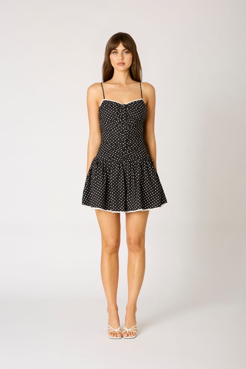 Dottie Sweetheart Mini Dress in black front view