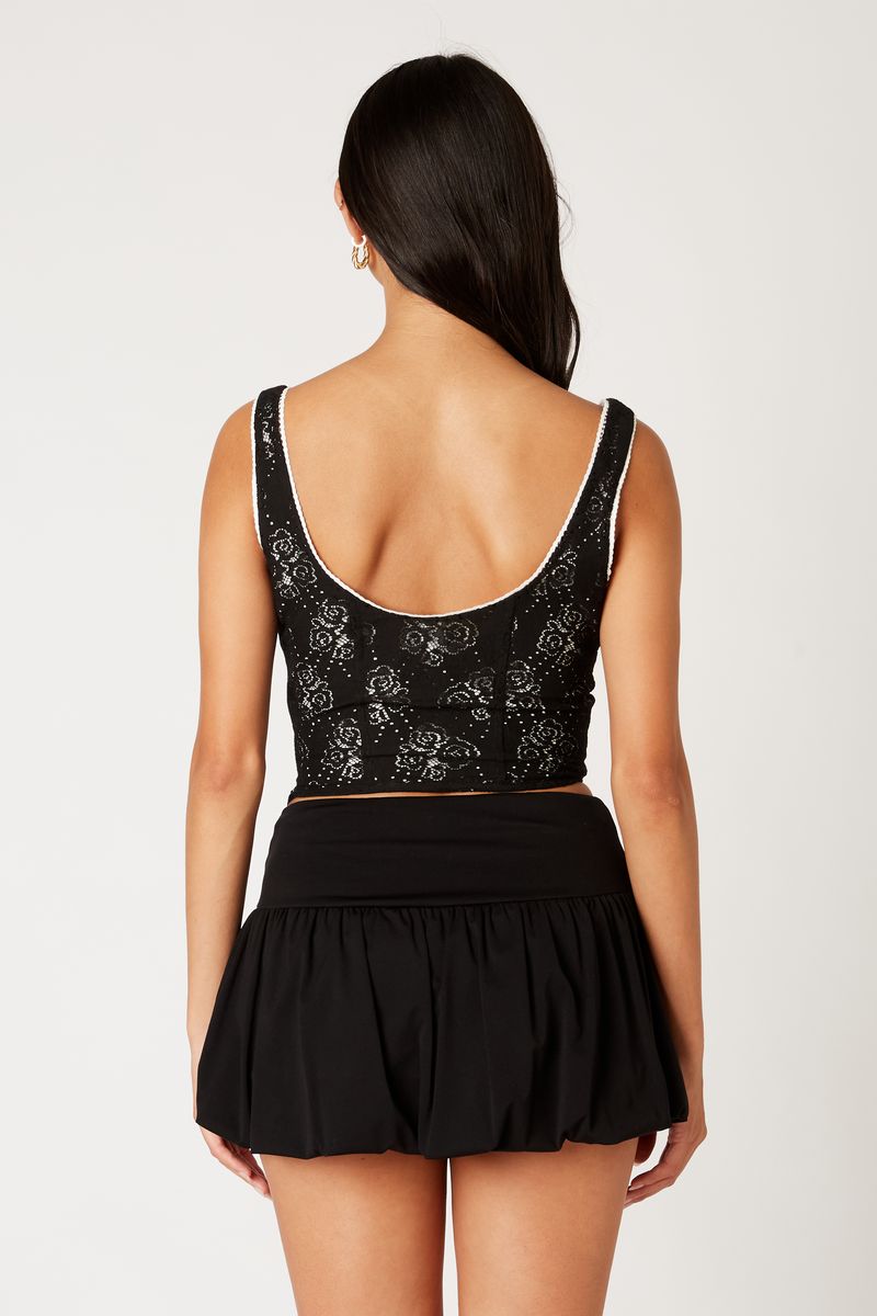 Cotton Lace Corset in black back view