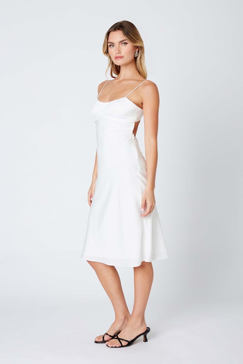 Satin Cami Midi Dress in white side view