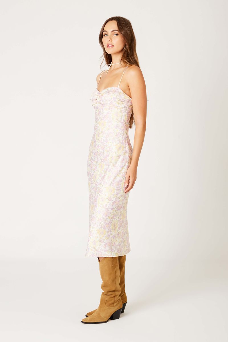 Vintage Satin Midi Dress in orchid side view