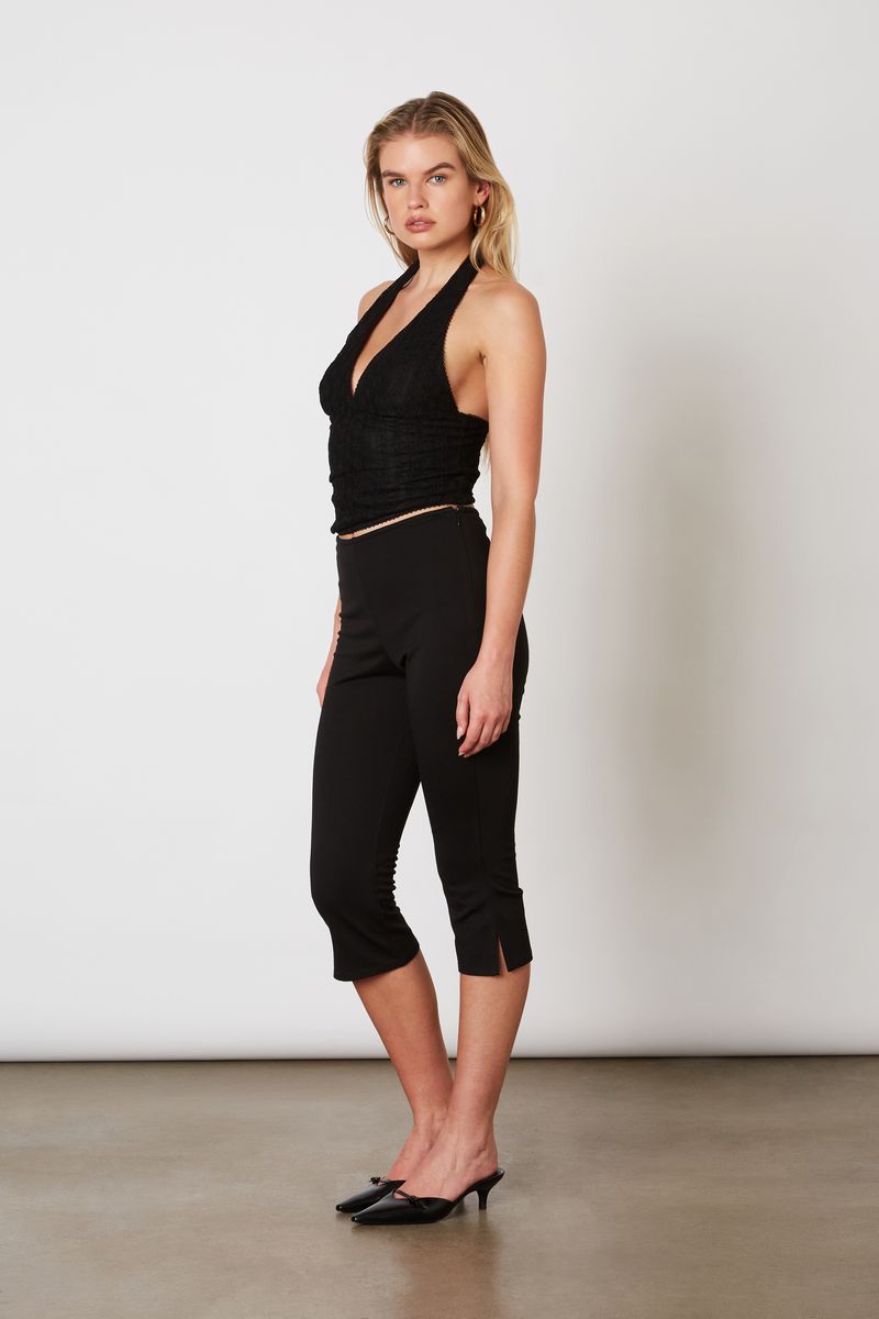 Lace Up Capri in black side view