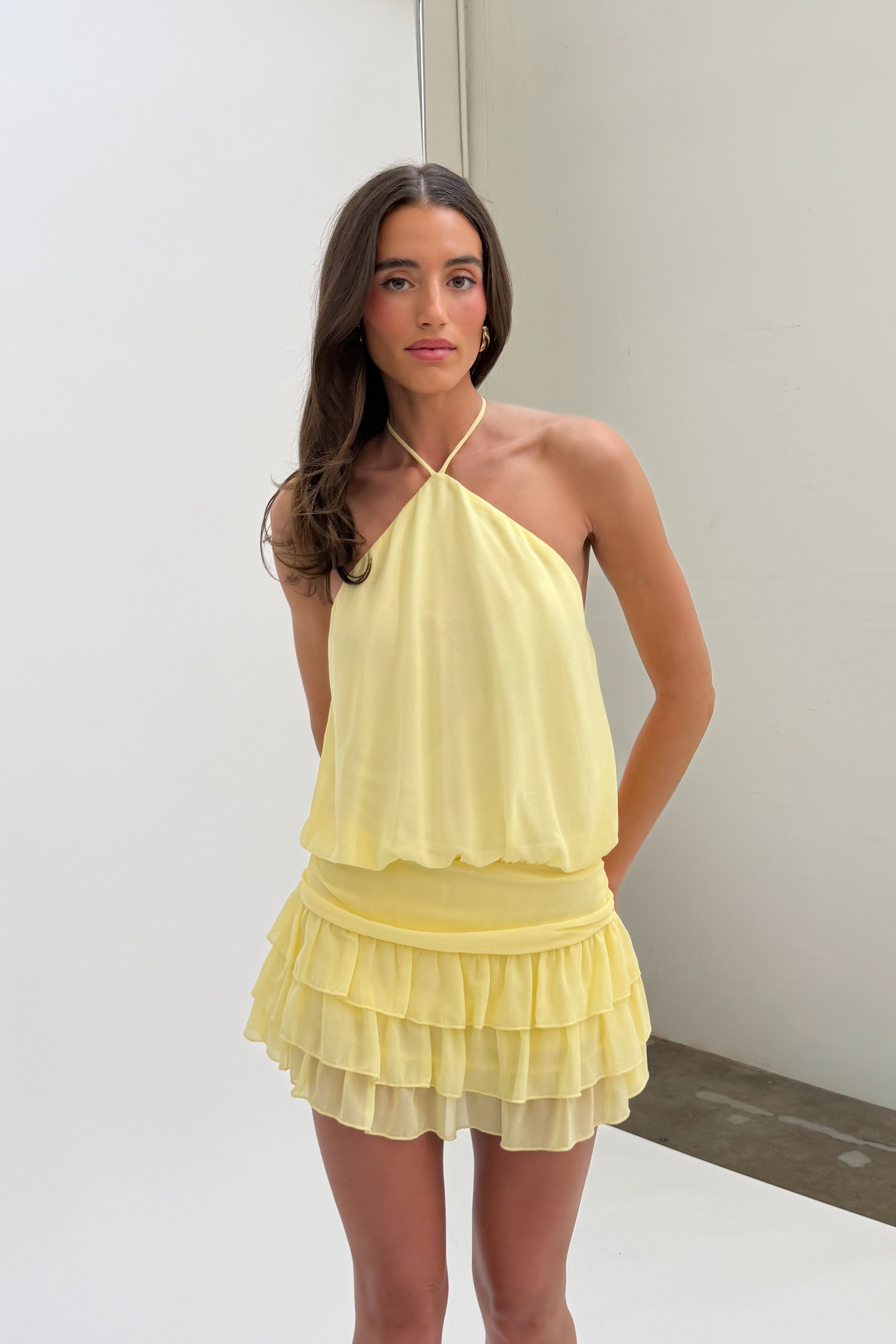 Halter Ruffle Mini Dress Cotton Candy LA Halter Ruffle Mini Dress Cotton Candy LA