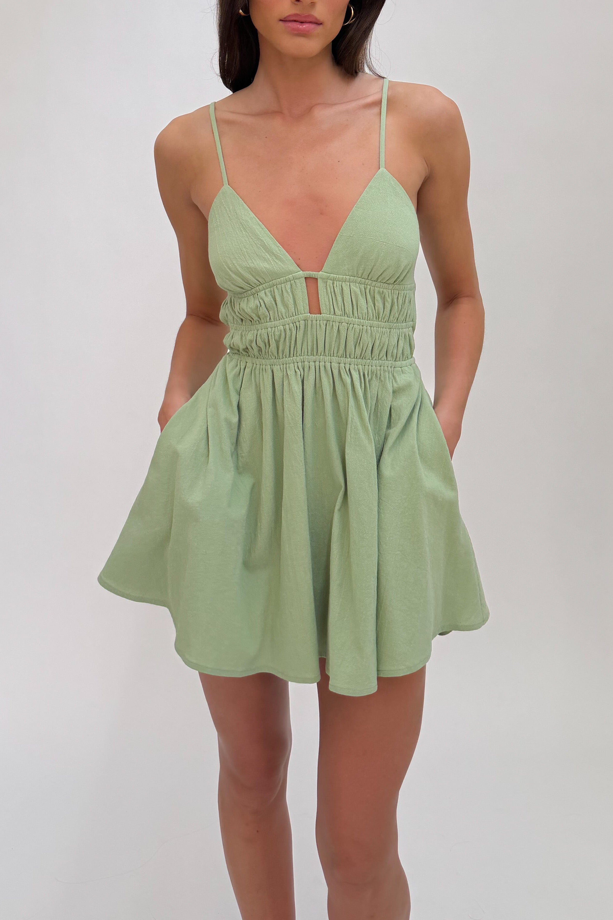 Flared Smocked Mini Dress Cotton Candy LA Flared Smocked Mini Dress Cotton Candy LA