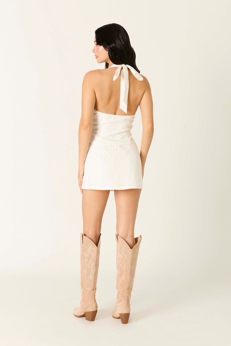 Structured Mini Skirt in white back view