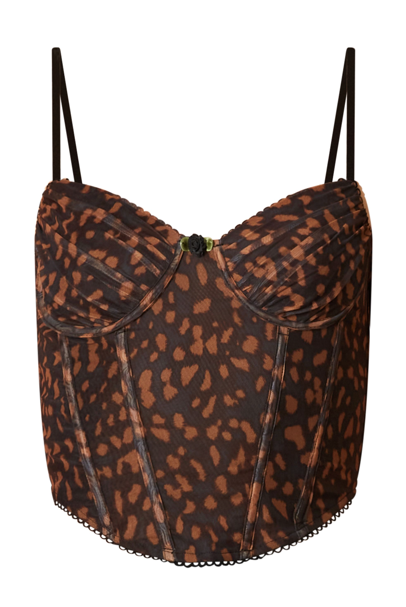 Leopard Mesh Bustier Top