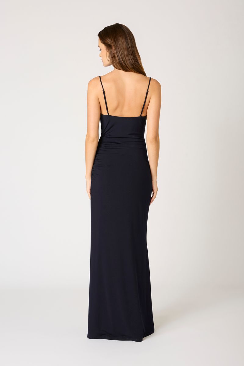 Cowl Neck Knit Gown in midnight back view