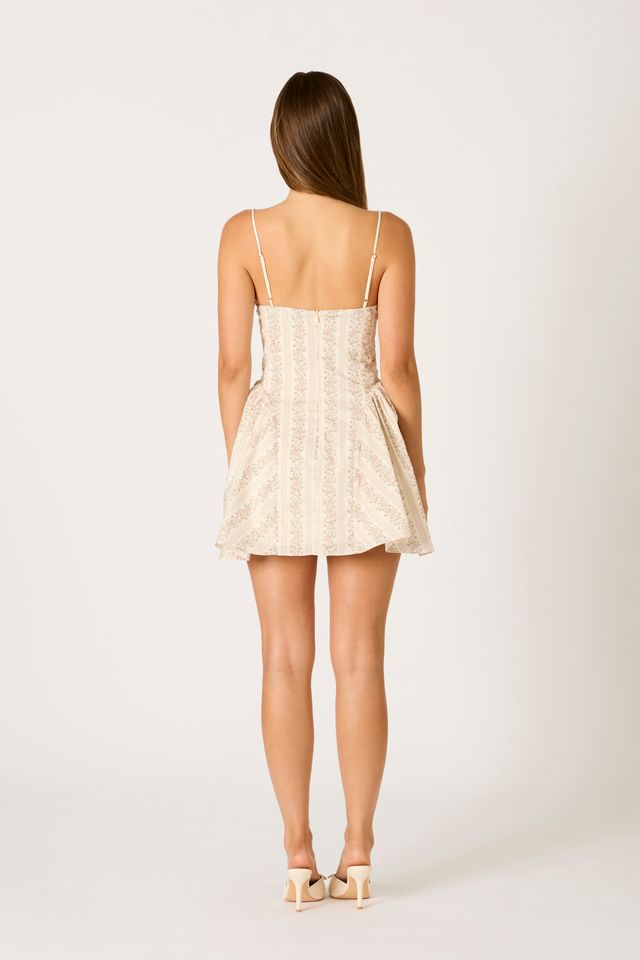 Floral Corset Mini Dress in cream back view