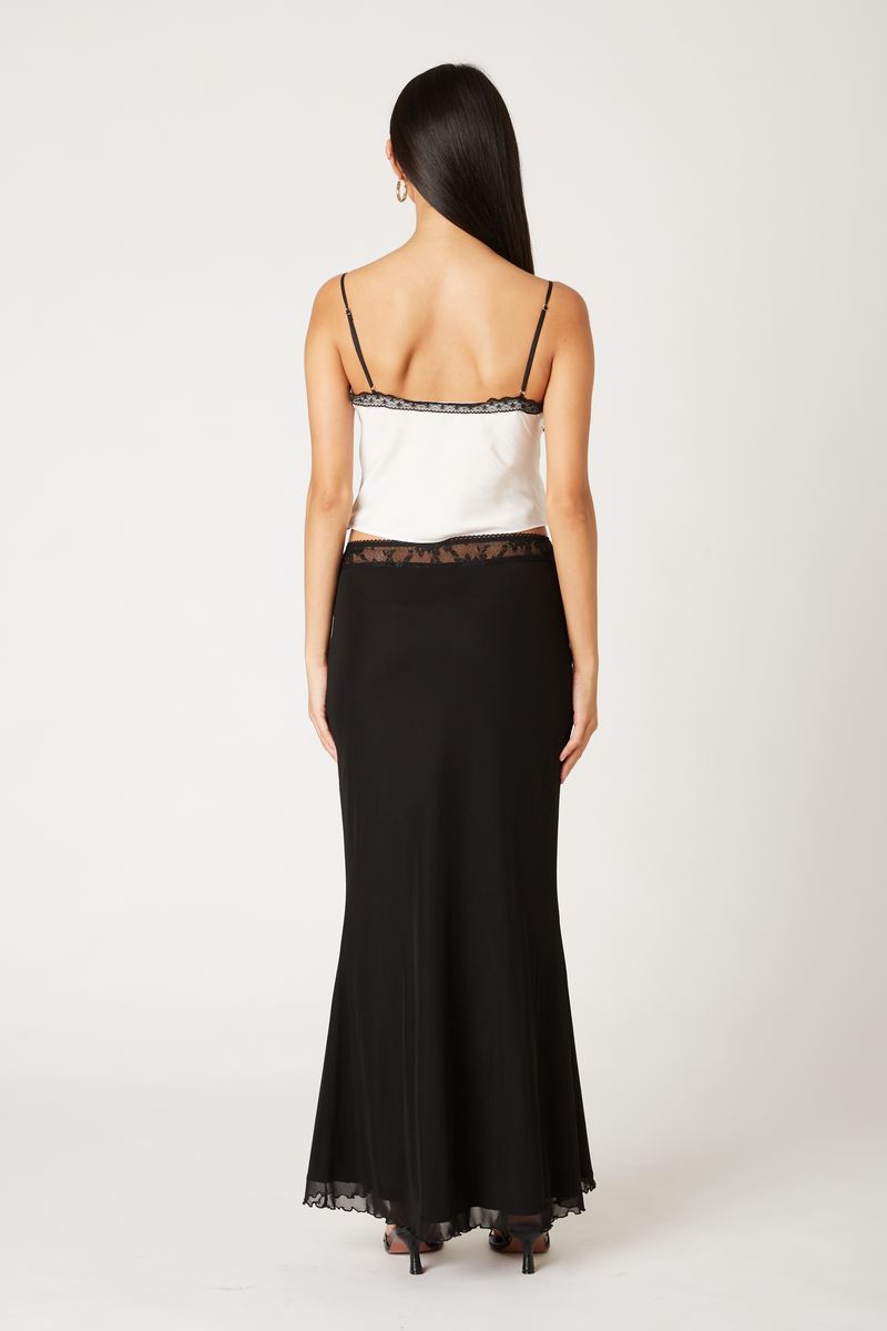 Mid-Rise Bias Skirt in black back view