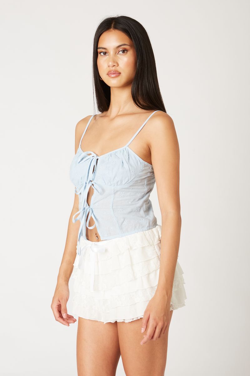 Front Tie Top in sky side view