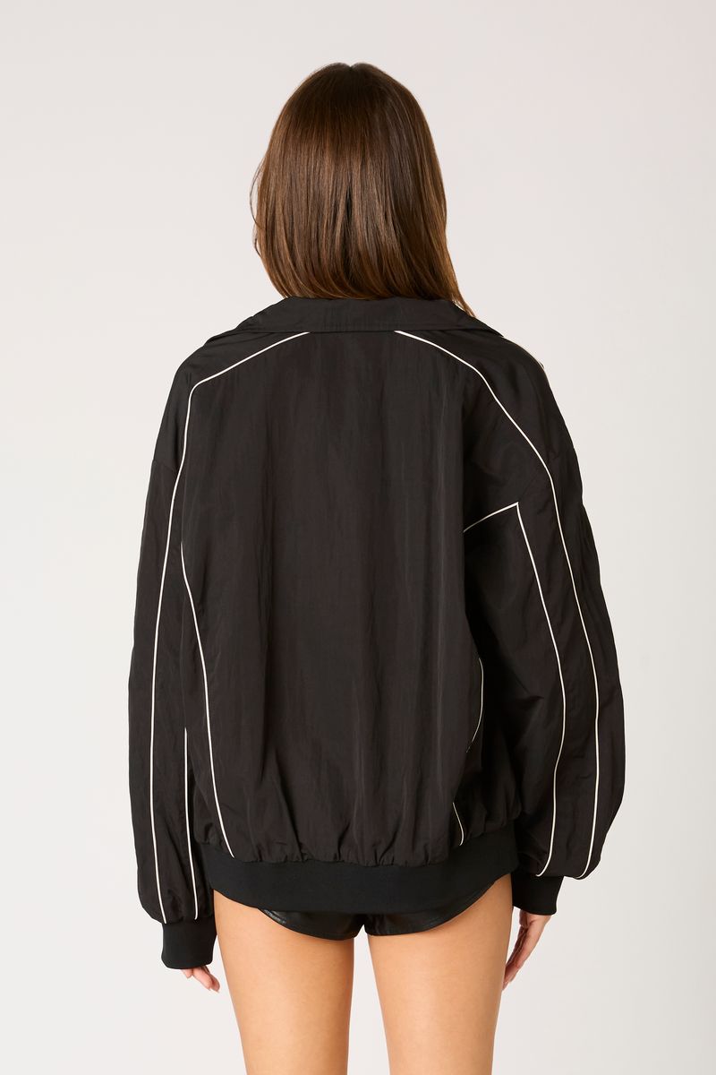 Nylon Bomber Jacket in black back view