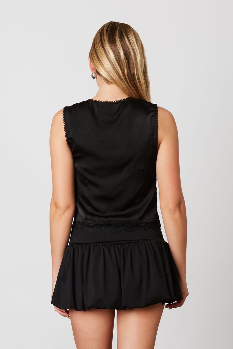 Tie-Front Top in black back view