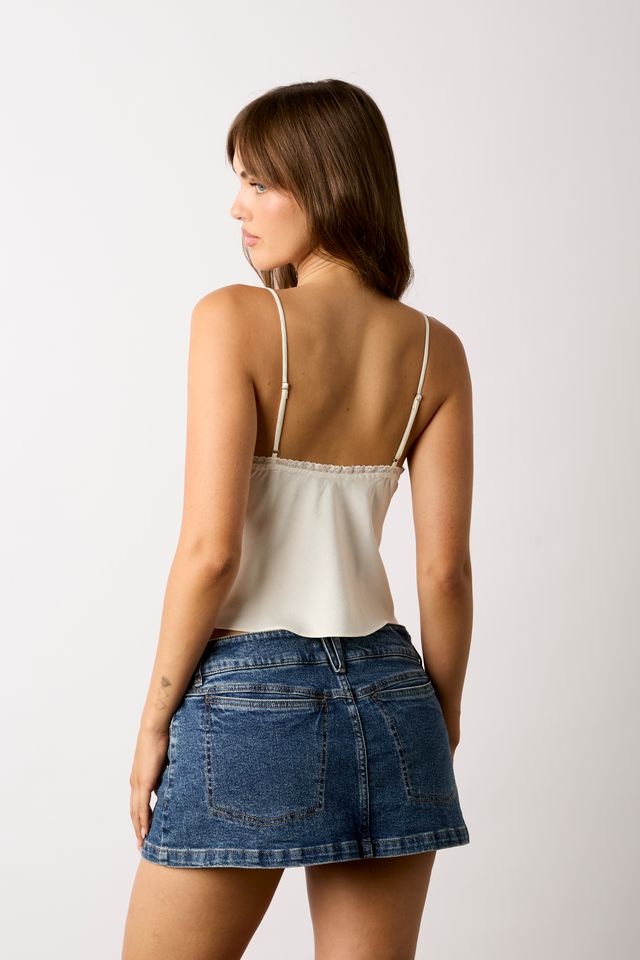 Satin Cami Top in ivory back side view