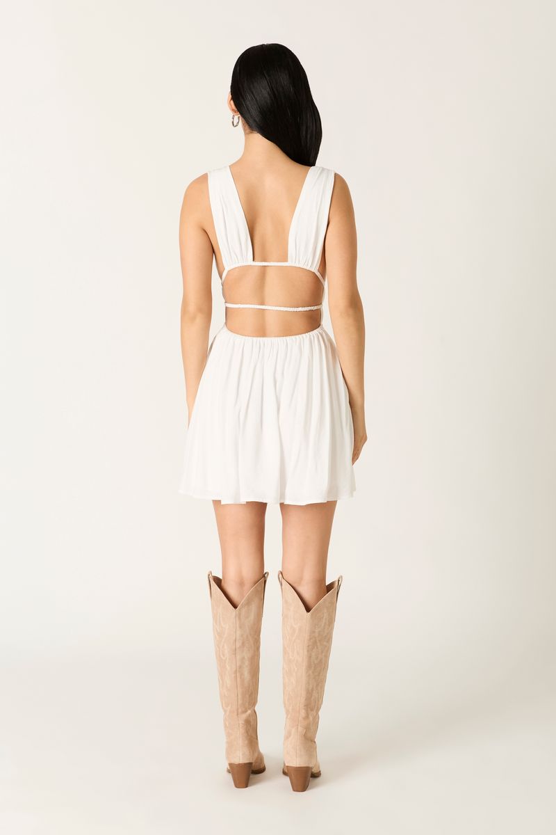 Swing Mini Dress in white back view