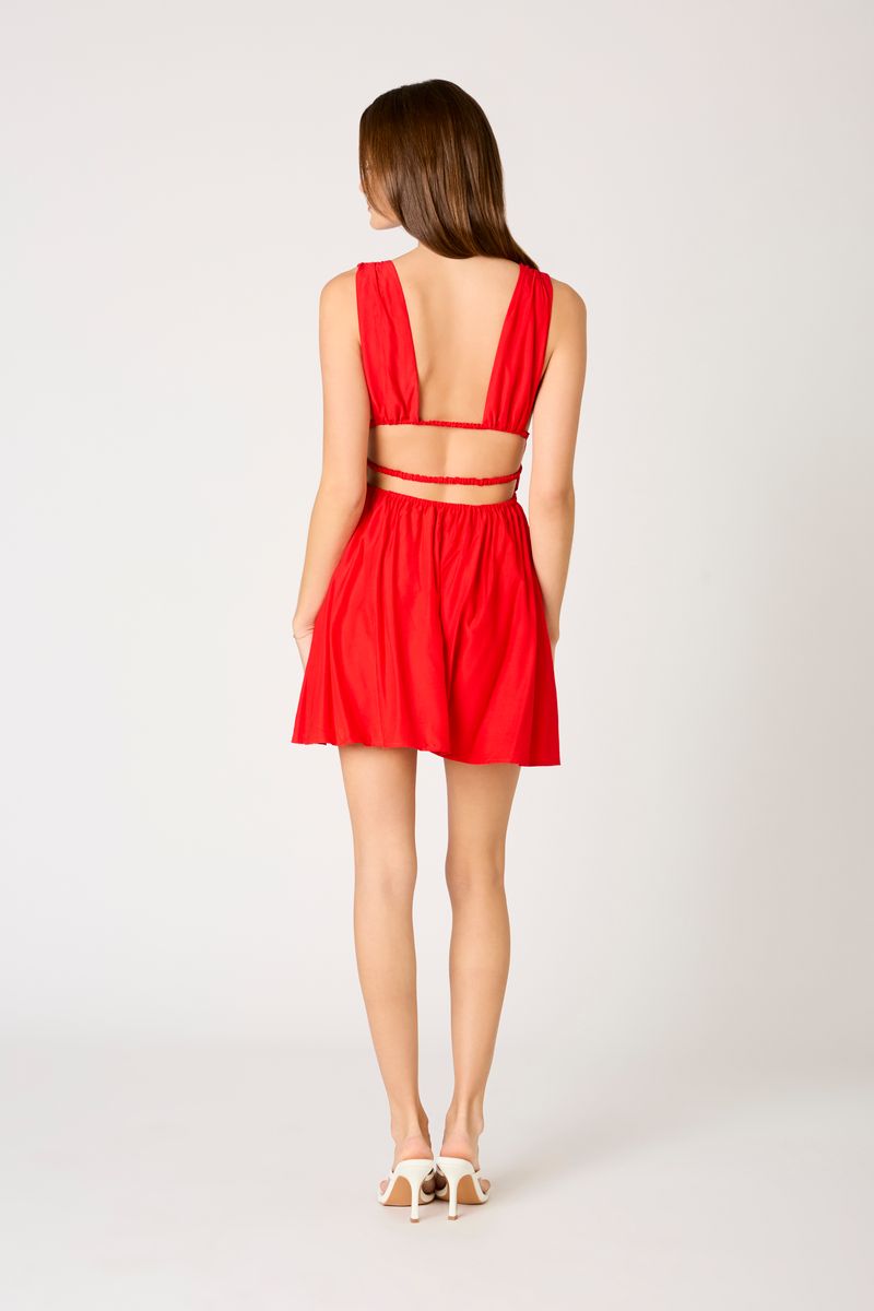 Swing Mini Dress in red back view