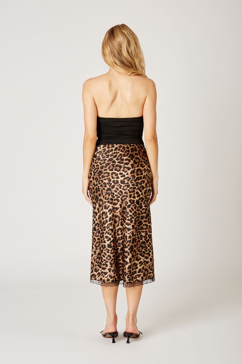 Leopard Midi Skirt in tan back view