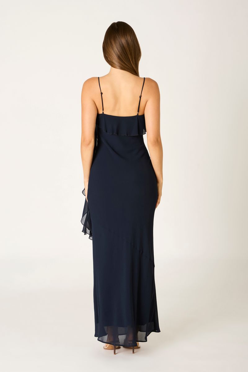 Chiffon Maxi Dress in ink back view