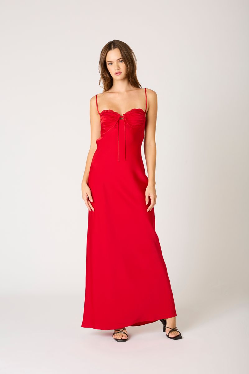 Sweetheart Bustier Gown in red front view
