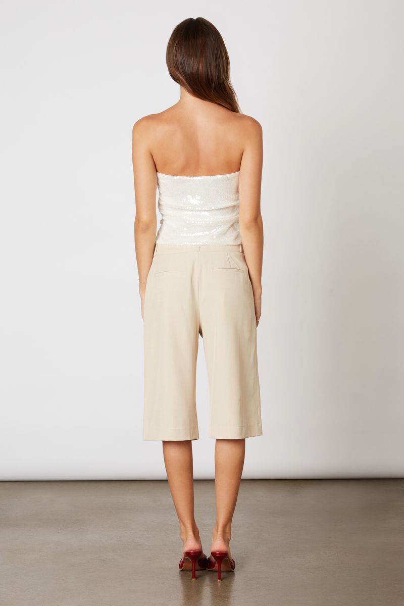 Mid-Rise Trouser Short in stone back view