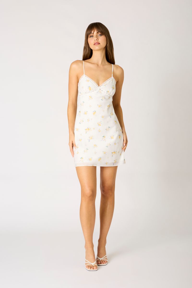 Floral Slip Dress in honey front view