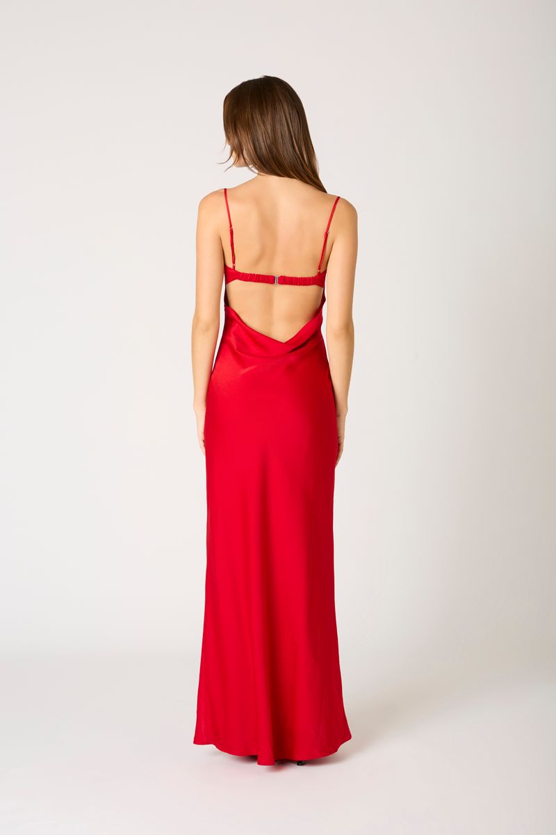 Sweetheart Bustier Gown in red back view