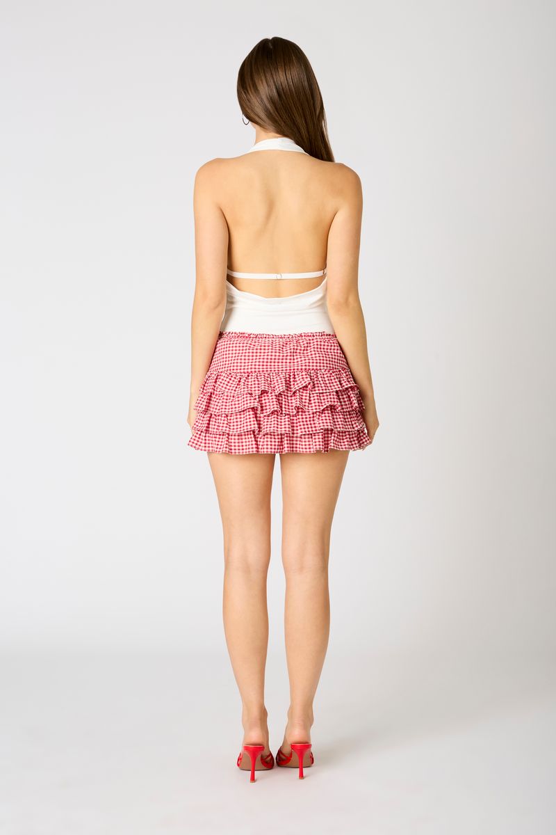 Gingham Mini Skort in red back view