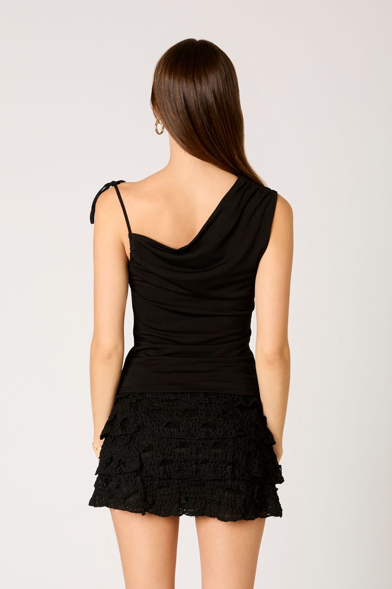 Asymmetrical Knit Top in black back view