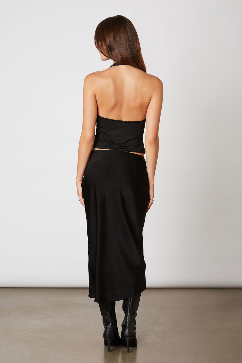 Bias Midi Skirt in black back view