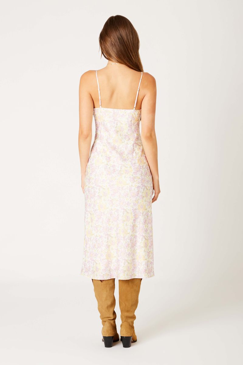 Vintage Satin Midi Dress in orchid back view