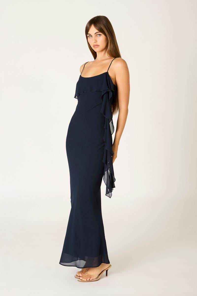 Chiffon Maxi Dress in ink side view
