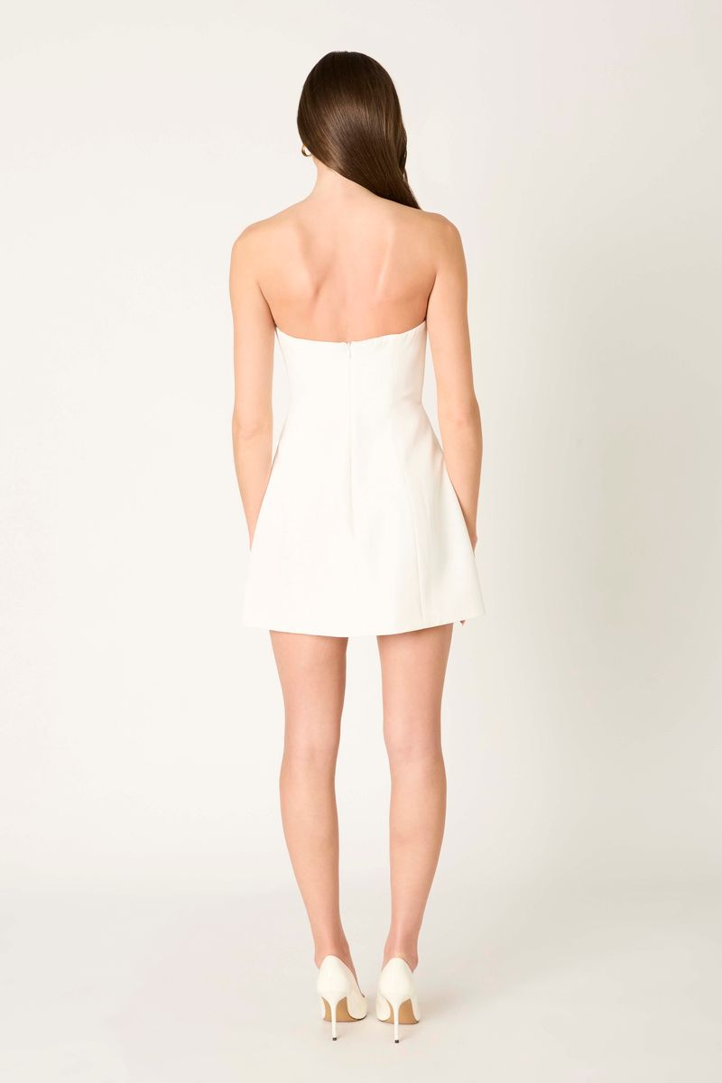 Classic A-line Mini Dress in white back view