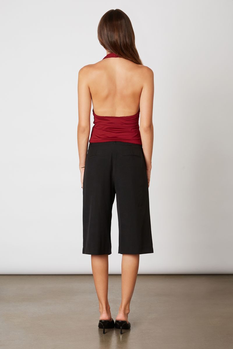 Mid-Rise Trouser Short in black back view