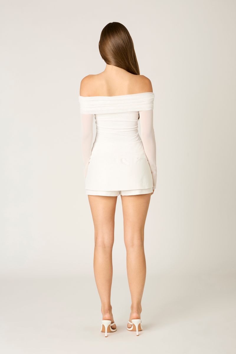 Off Shoulder Long Sleeve in white back view