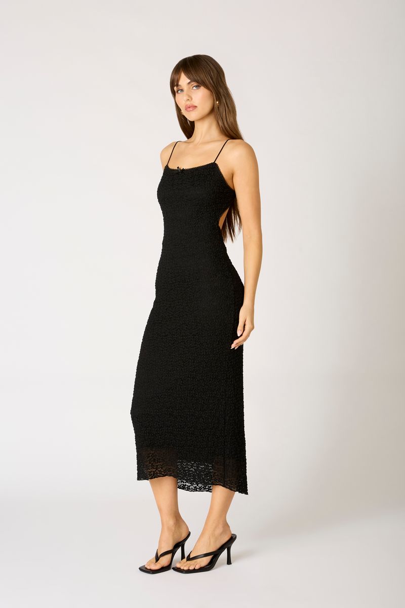 Textured Midi Dress in black side view