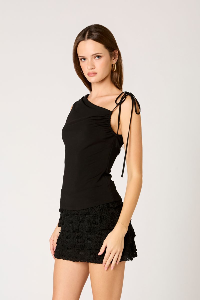 Asymmetrical Knit Top in black side view