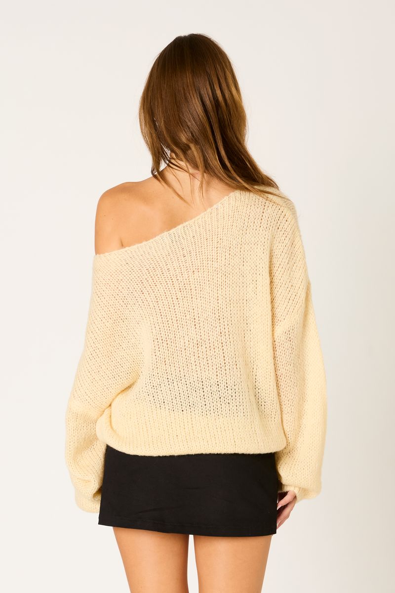 Slouchy Knit Sweater in butter back view